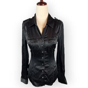 Women's Long Sleeve Black Silk Blouse Size 4